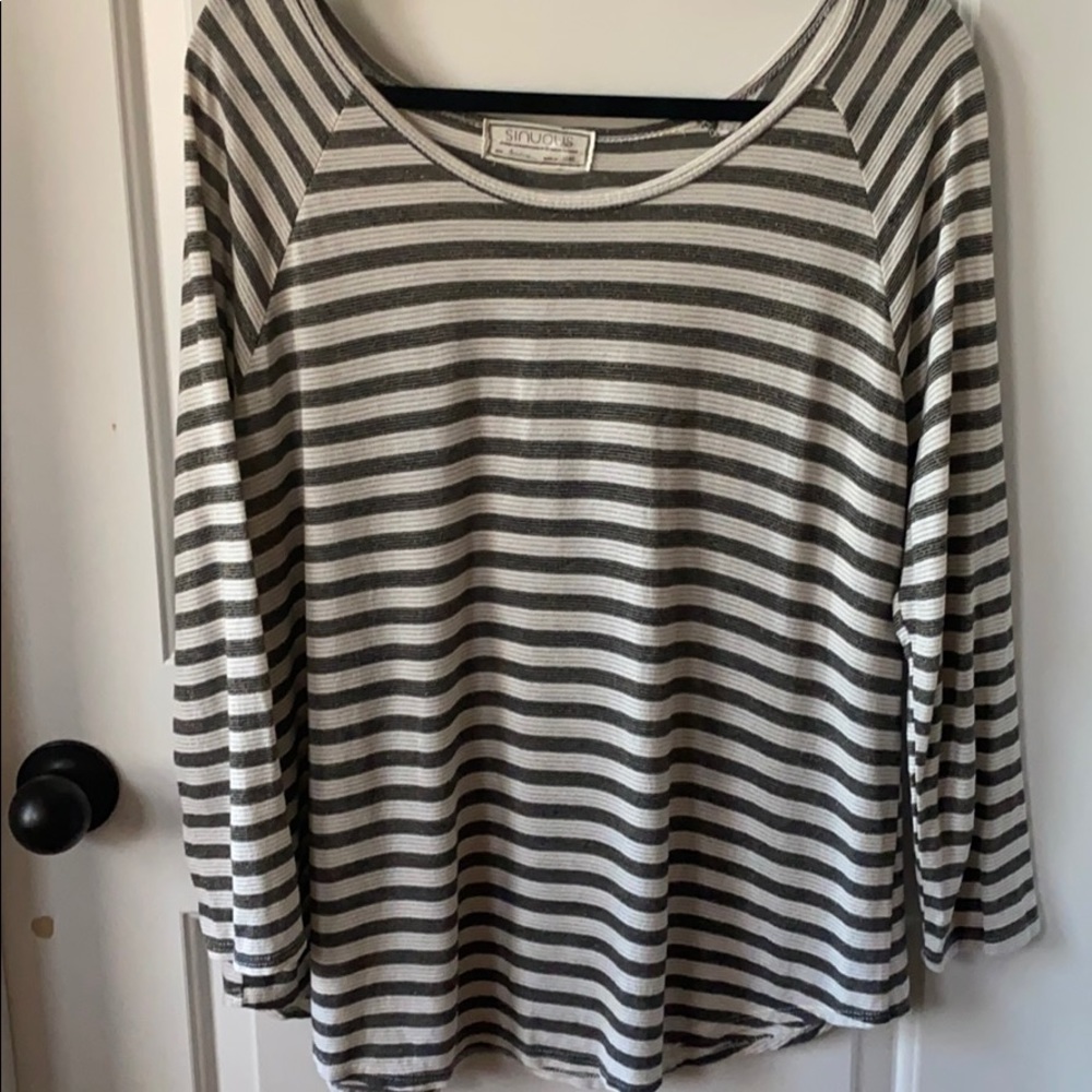 Sinuous Black, White & Gold Tinsel Striped Tee